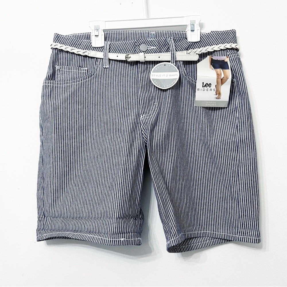 🖤Lee | navy blue and White stretch Shorts Casual Style with belt